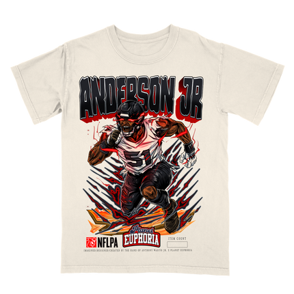 Will Anderson Jr Texans graphic tee by Planet Euphoria in off-white, front view.
