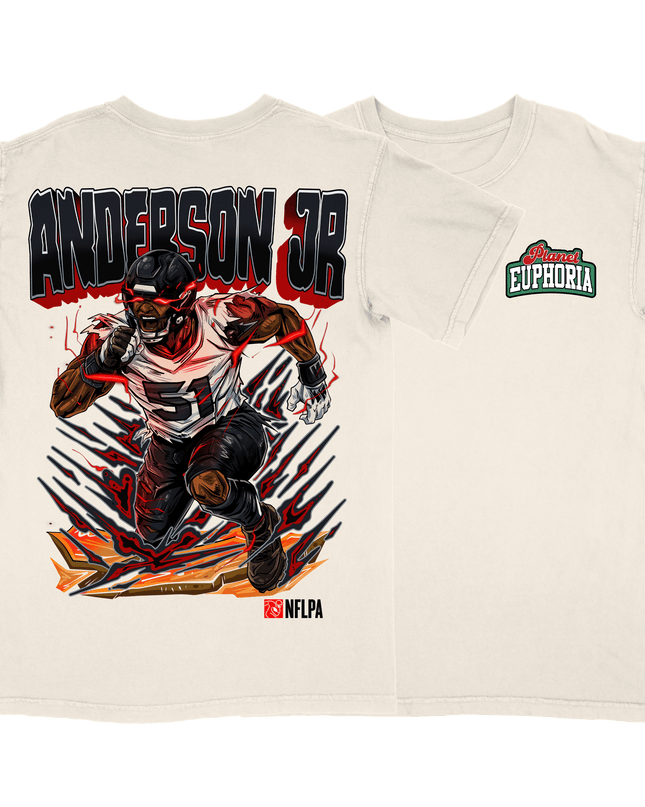 Will Anderson Jr Texans graphic tee by Planet Euphoria in white, front and back view.