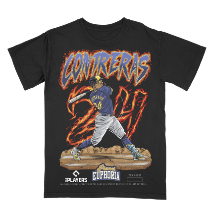 Planet Euphoria William Contreras baseball graphic tee in black, front view.