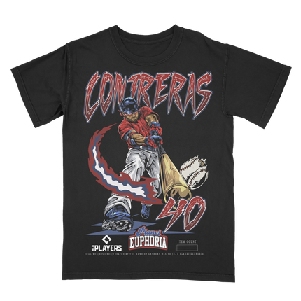 Willson Contreras Boston Red Sox MLBPA graphic t-shirt by Planet Euphoria in black, front view.